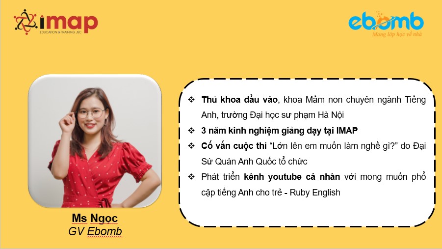 Giảng viên Ms. Ruby tại Ebomb