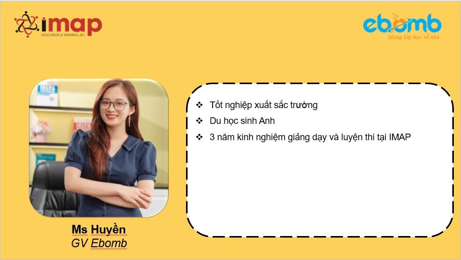Giảng viên Ms. Huyền tại Ebomb